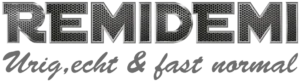 Logo Remidemi inkl. Metalleffekt und Slogan Urig